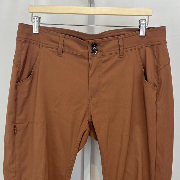 PRANA Halle Pants Zip Fly Roll Up Hike Travel Stretch Nylon Rust Brown 12 SHORT - Picture 4 of 12